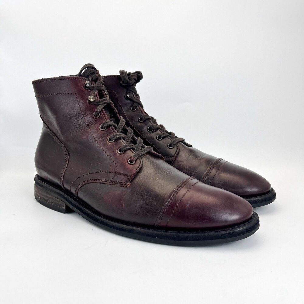 Thursday Boot Co Captain Boots Mens Sz 10 Oxblood Leather Cap Toe Lace Up Casual